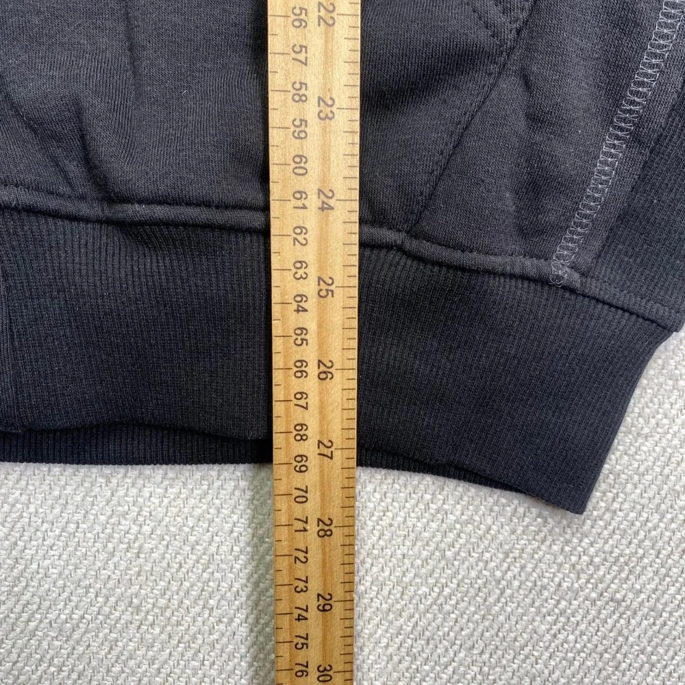 True Religion Rib Stitch Dept Boxy Zip Up Mens XL Jet Black Contrast Hoodie New